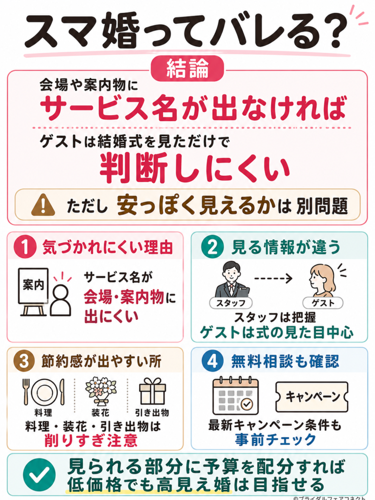 【最新版】スマ婚ってバレる？結論、実はゲストにはほぼバレない！